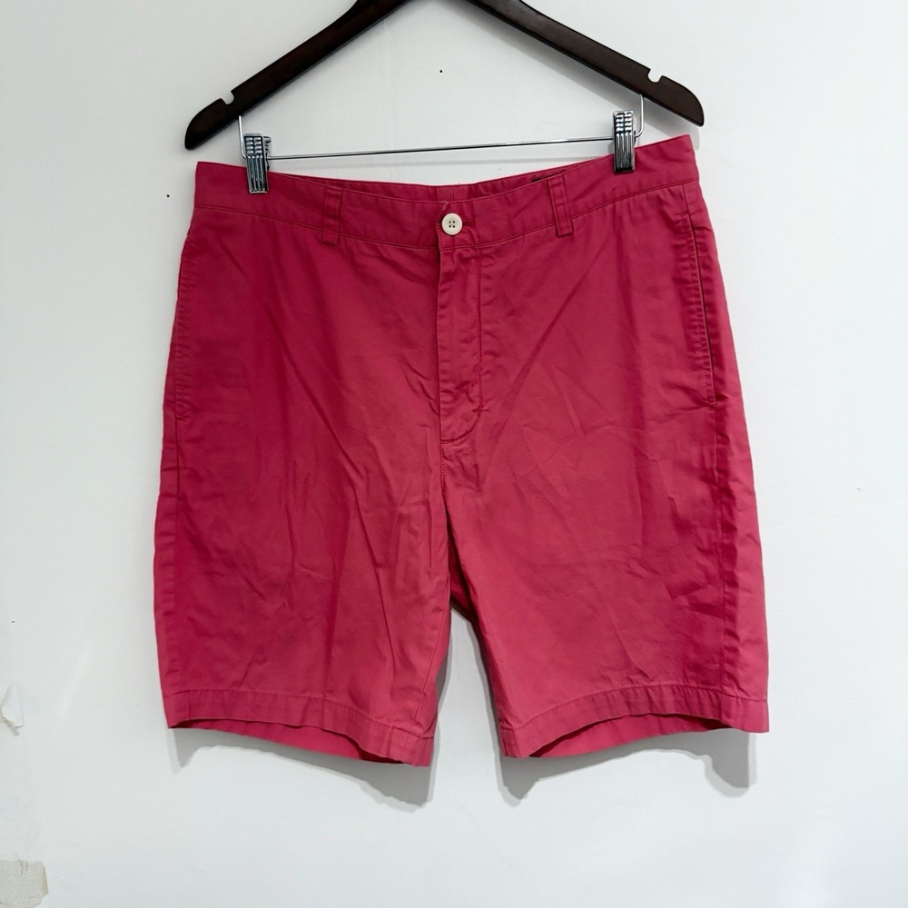Vineyard Vines Shorts Mens 34 Red Pink Salmon Chino Club Cotton Inseam 9 Preppy